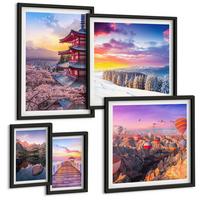 BILDER SET 5er Set - 50x50 cm & 20x30 cm & 40x60 cm Schwarzer Rahmen - Romantische Himmelslandschaften - Schwarz, Kunststoff (40/60cm) - TULUP