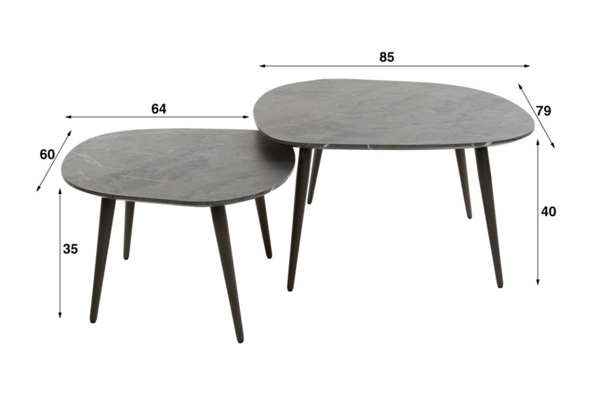 COUCHTISCH PARANA 2ER SET Schwarz Kunststoff - Schwarz, Kunststoff/Metall (79/85/40cm) - KAWOLA