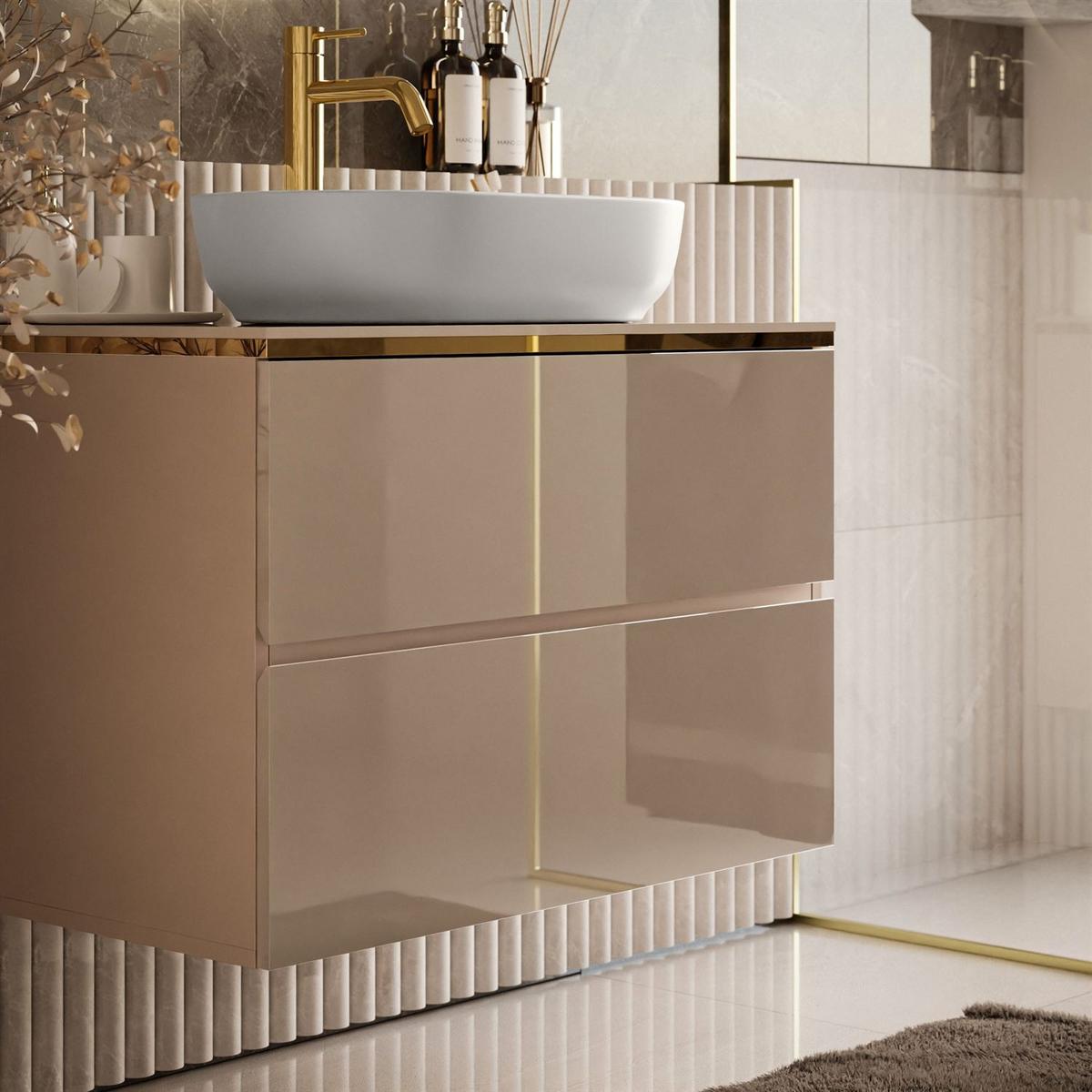 BADEZIMMERSCHRANK AURORA KASCHMIR GOLD - Kaschmir, Holzwerkstoff (80/55/45cm) - Lookway