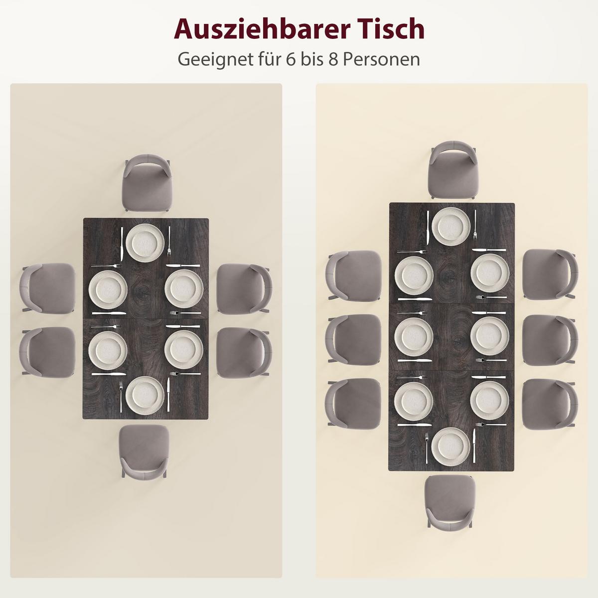 ESSTISCH MDF Stahl Grau - Schwarz/Grau, Holzwerkstoff/Metall (160/75/77cm) - HOMCOM