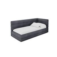 EINZELLBETT Jugendbett mit Bettkasten und Matratze H3/H4, Links - BEMY 100x200 Dunkelgrau - Dunkelgrau, Holzwerkstoff/Textil (100/200cm) - ALTDECOR