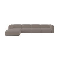 ECKSOFA Ottomane Links MIRA-L3 409x179x70 Braun Bouclé - Dunkelbraun/Schwarz, Holzwerkstoff/Kunststoff (409/179cm) - ALTDECOR