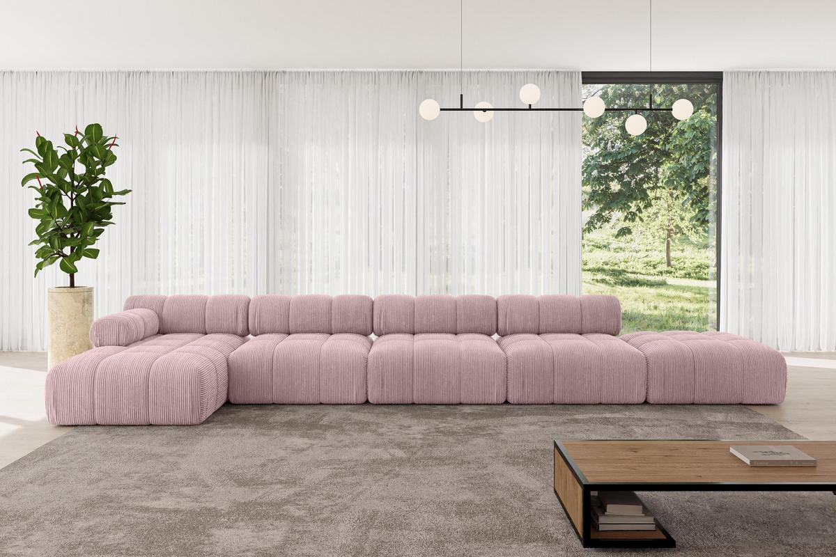 ECKSOFA modulares Sofa Lizur-L3 - 475x160x70 cm Rosa Cord - Rosa, Holzwerkstoff/Textil (475/160cm) - ALTDECOR