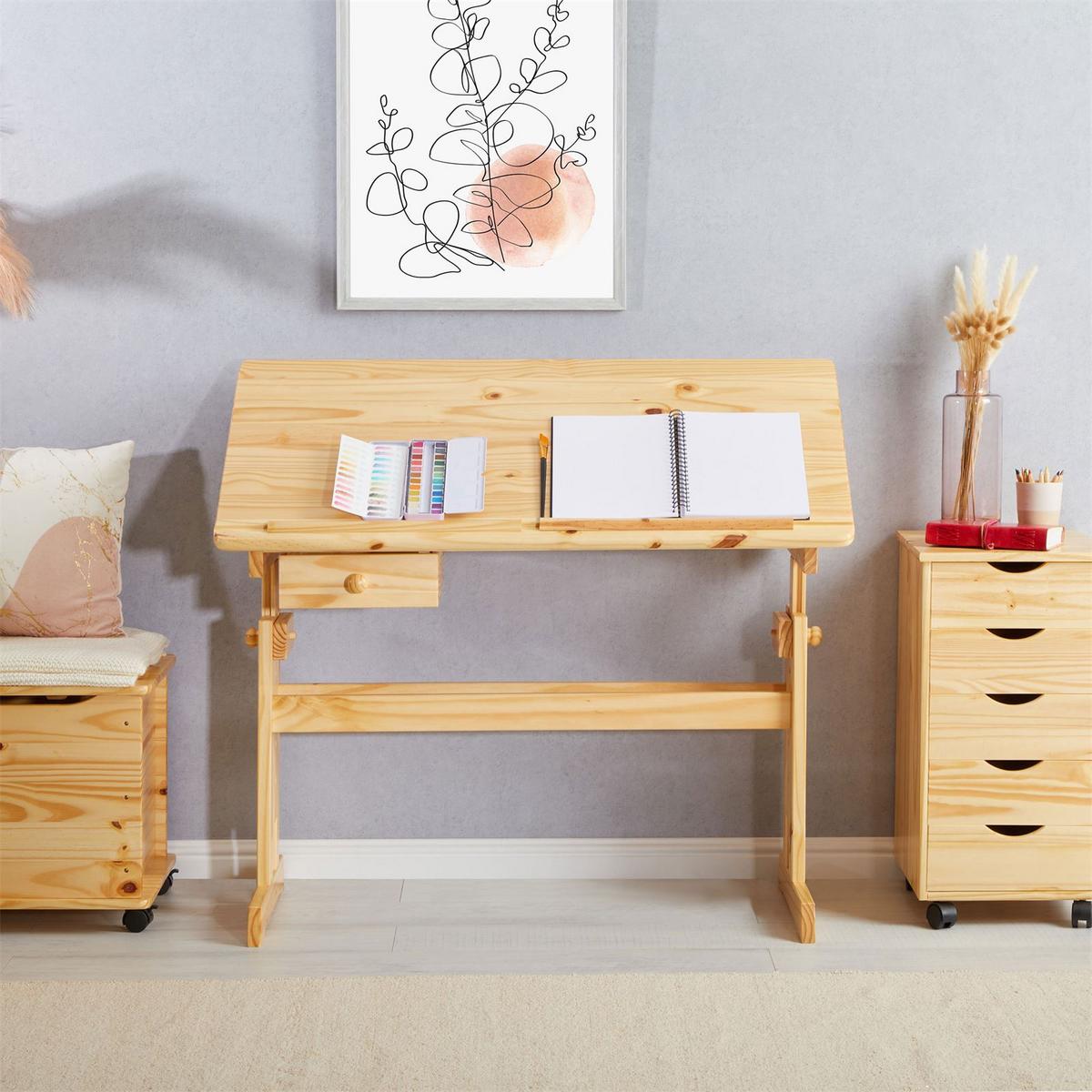 KINDERSCHREIBTISCH FLEXI - Naturfarben, Holz (109/75/55cm) - IDIMEX