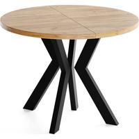 ESSTISCH Savio rund ausziehbar verlängerbar, Eiche Braun 80-130/80/77 cm - Eiche Wotan/Schwarz, Holz/Holzwerkstoff (80/130/77cm) - WFL GROUP