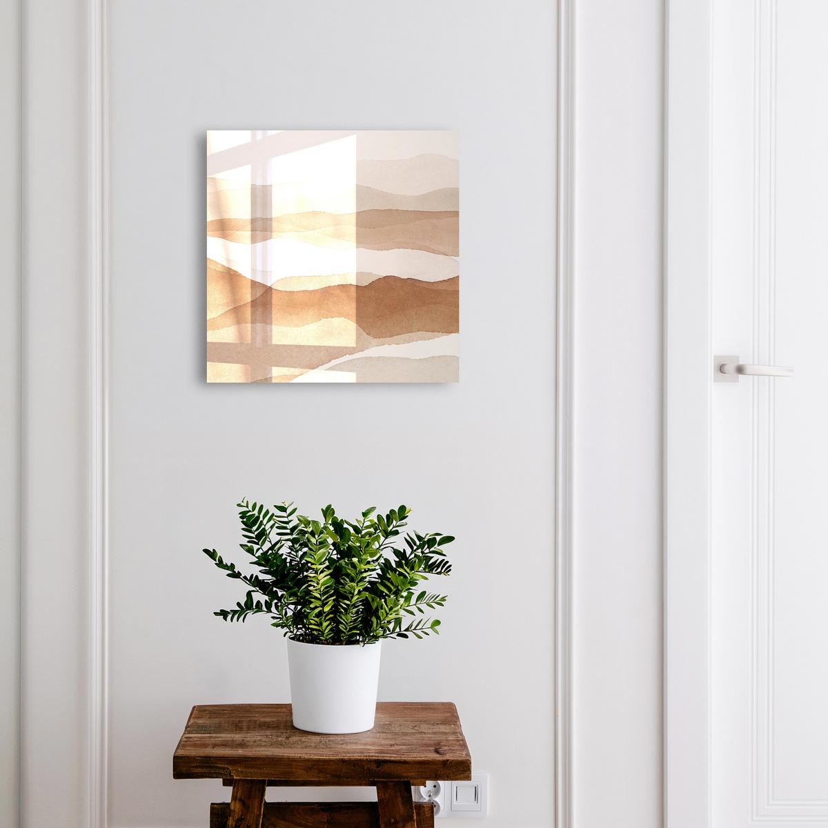 SCHLÜSSELBOX Schwarz 30x30 cm- Türöffnung nach rechts - Pastellwellen - Beige, Metall (30/30/5cm) - TULUP
