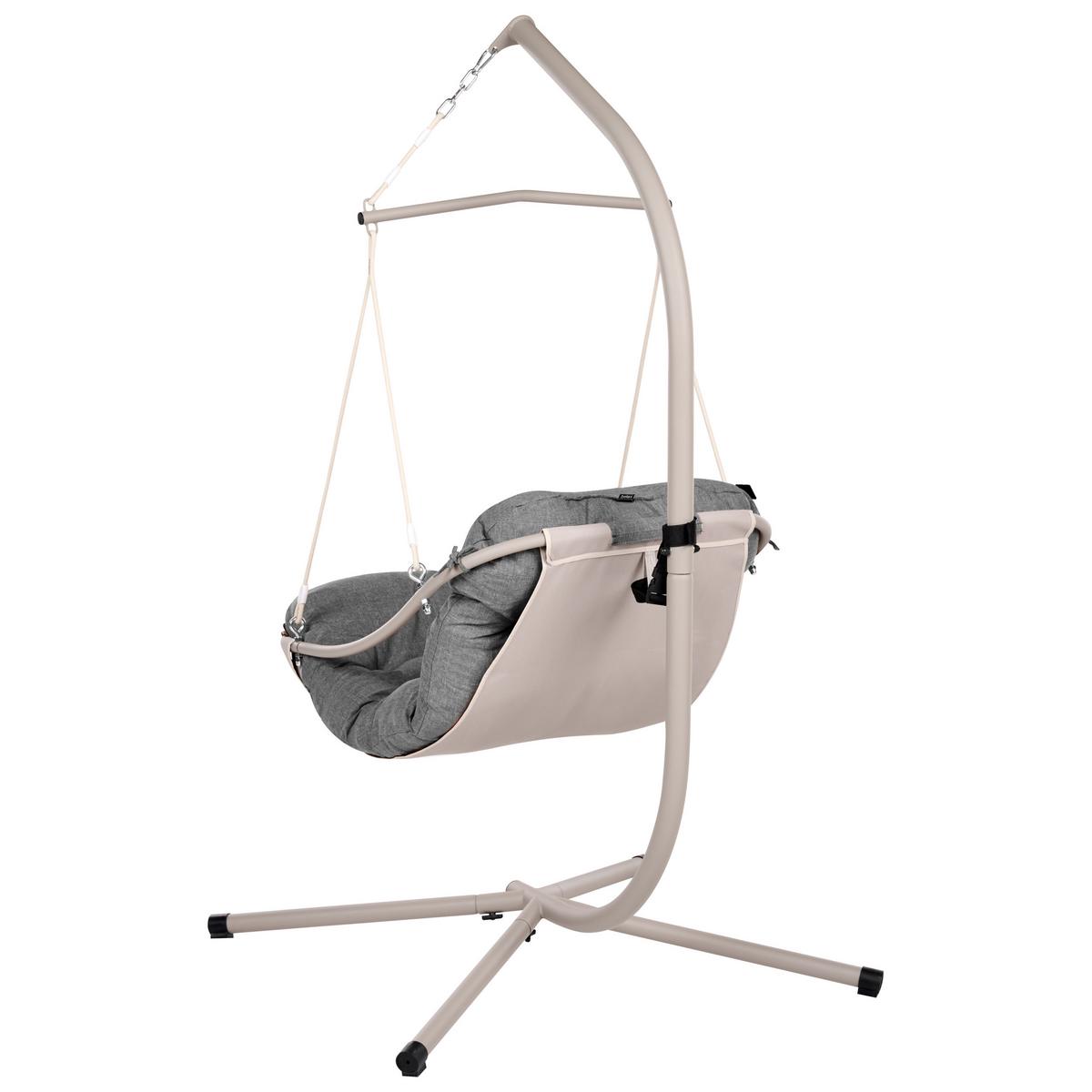 HÄNGESESSEL mit Gestell Metall Grau Alghero - Dunkelgrau/Beige, Textil (109/195/101cm) - Beliani
