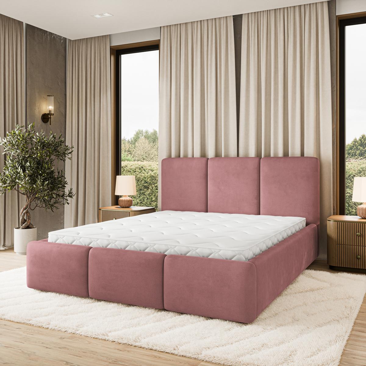 POLSTERBETT MORENA MGV 180x200 cm mit Bettkästen - Rosa - Rosa, Holz (180/200cm) - MASSENO