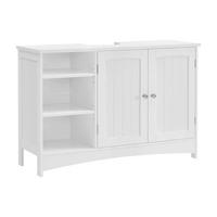 WASCHBECKENUNTERSCHRANK Weiß 2 Türen 3 Nischen - L90 cm - Weiß, Holzwerkstoff (90/60/30cm) - Calicosy