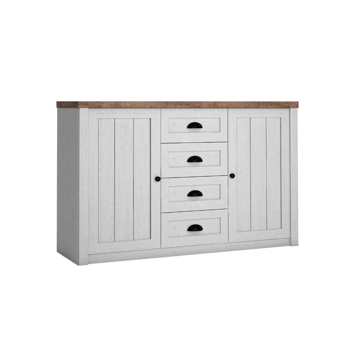 GESCHIRRSCHRANK Léandre Weiß und Holz - Weiß, Holzwerkstoff (130.2/198.1/43.3cm) - Petits-meubles