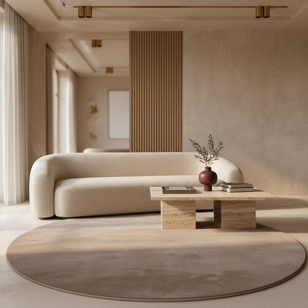TEPPICH Kurzflor Waschbar LECH in Beige, einfarbig, Ø 160 cm - Beige, Textil (160/160cm) - KADIMA DESIGN