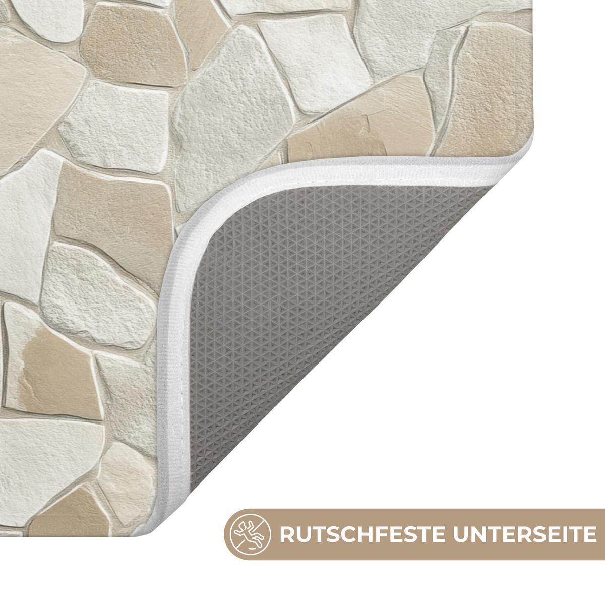 BADEMATTE Mosaik - Steine - Beige 60x40 cm - Beige/Creme, Textil (60/40cm) - OnlyWow