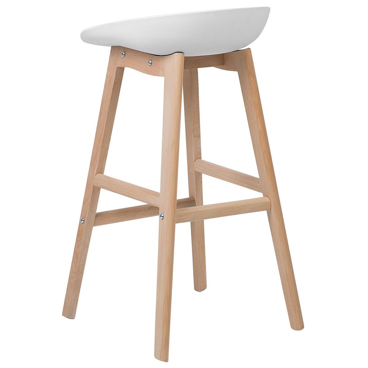 BARSTUHL 2er-Set Kunststoff Weiß Micco - Weiß, Holz/Kunststoff (42/85/46cm) - Beliani
