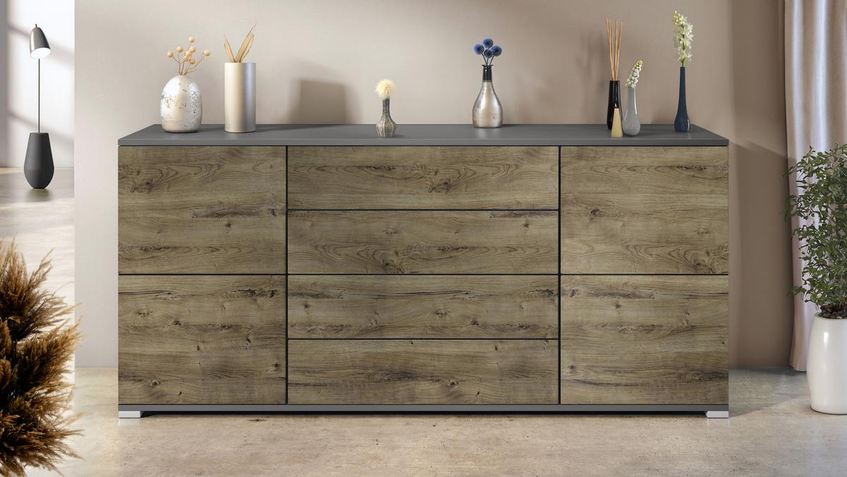SIDEBOARD Rova Eiche Ribbeck - Alteiche, Holzwerkstoff (166.5/75.5/35cm) - Vladon