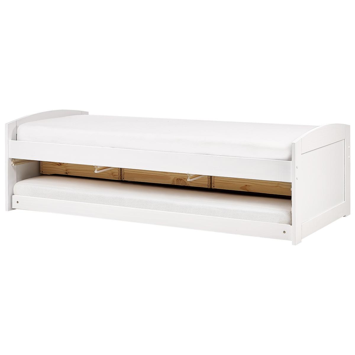 AUSZIEHBETT 90/200 cm Weiß Petiville - Weiß, Holz (90/200cm) - Beliani