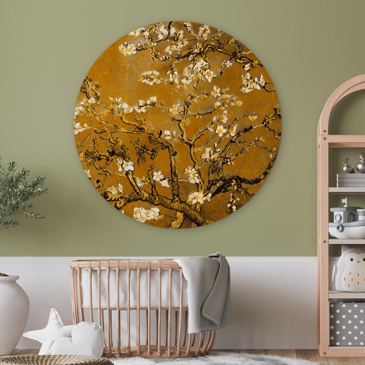 WANDBILD Mandelblüte - Kunst - Van Gogh - Gold Wandbild 120x120 cm - Wengefarben, Kunststoff (120/120cm) - MuchoWow