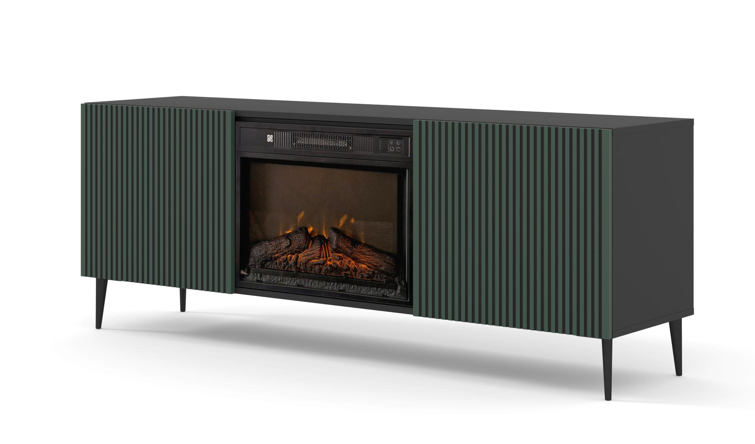 KOMMODE Schwarz, Dunkelgrün 170/63/42 - Dunkelgrün/Schwarz, Holzwerkstoff (170/63/42cm) - RAUMHIRSCH FURNITURE
