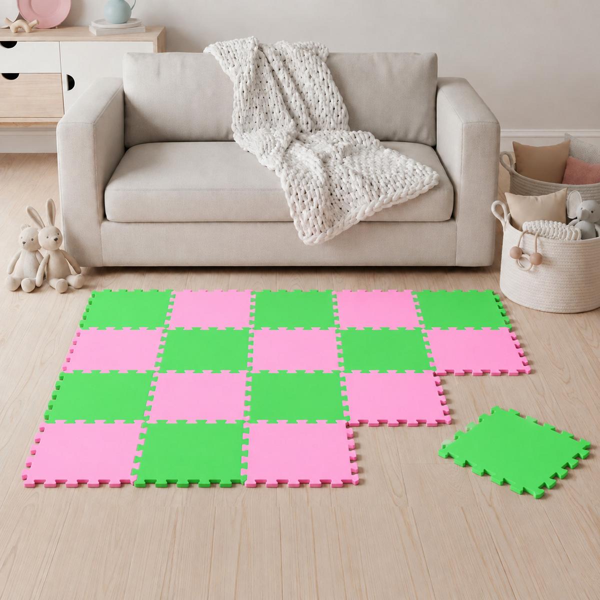 SPIELMATTE ab Null - 180/90/1 cm Puzzlematte Pink - Multicolor, Kunststoff (30/30cm) - Littletom
