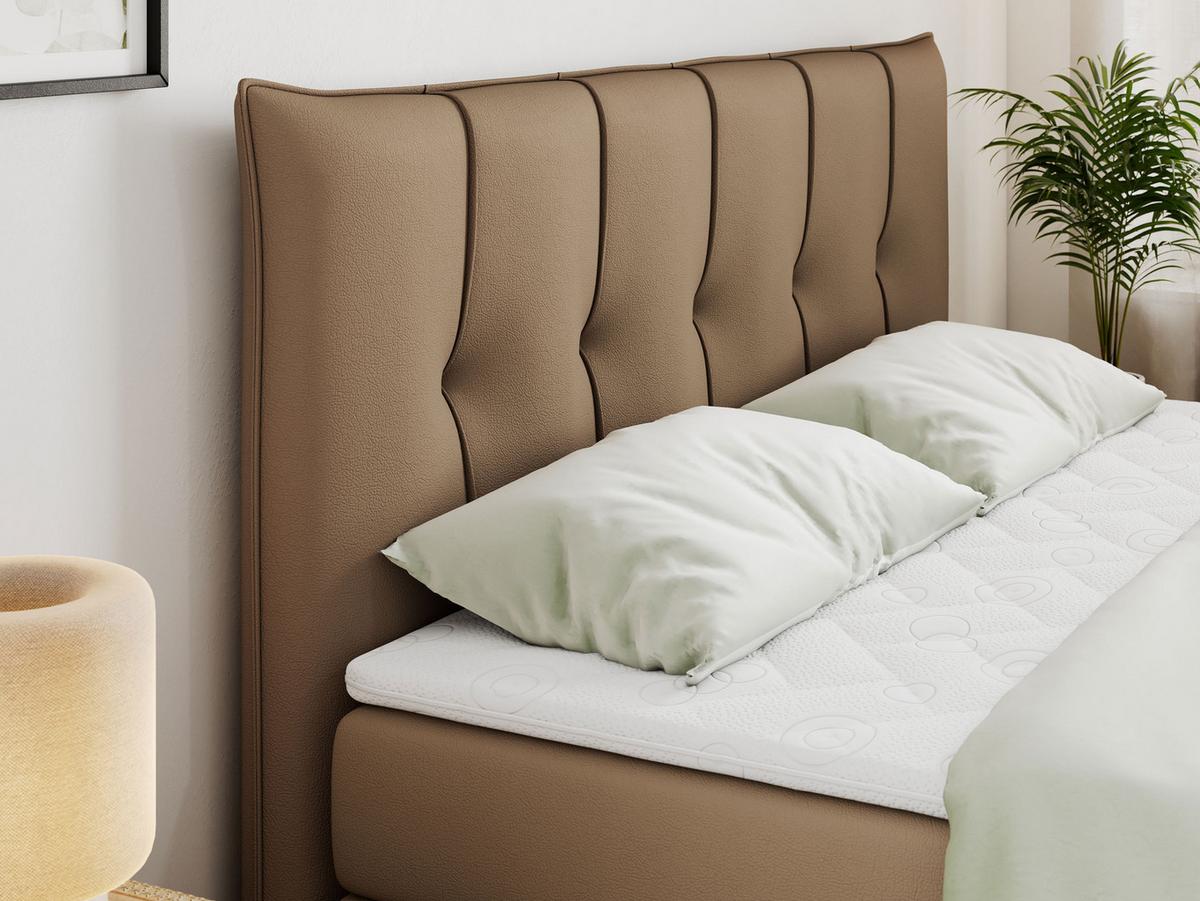 BOXSPRINGBETT PREMIUM 11 KING 160/200 Braun Kunstleder - H3 - Braun, Holz/Textil (160/200cm) - MKS