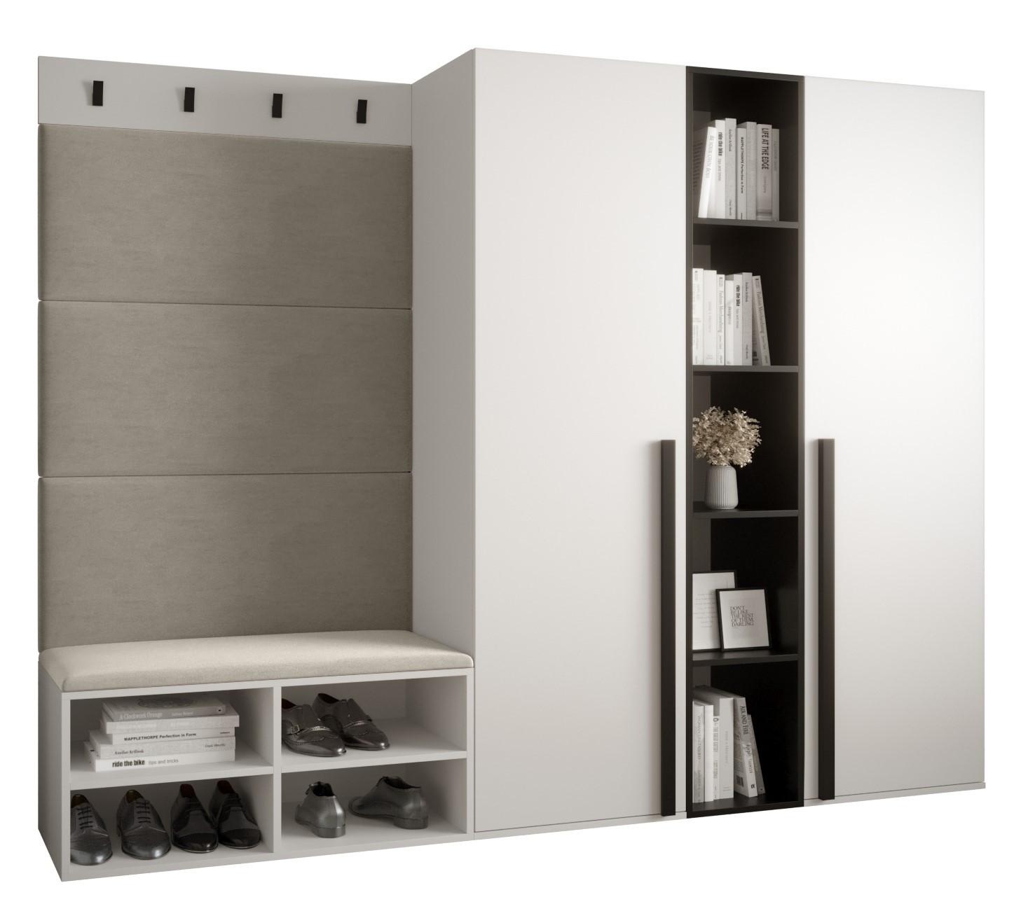 GARDEROBEN-SET 214/184/42 - Creme/Schwarz, Holz/Kunststoff (214/184/42cm) - MÖBEL KRYSPOL