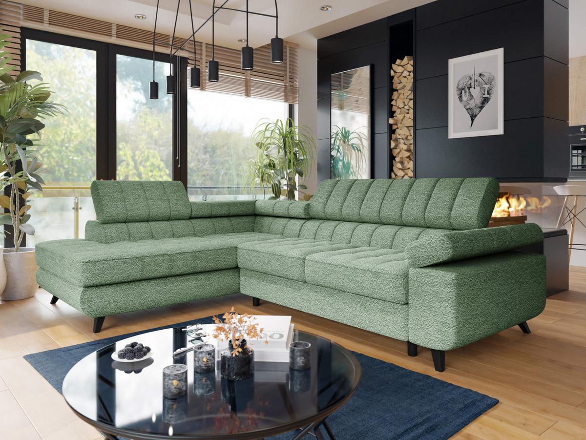 ECKSOFA Nord Premium, Seite: Links - Anthrazit/Mintgrün, Holz/Textil (264/203cm) - MIRJAN24