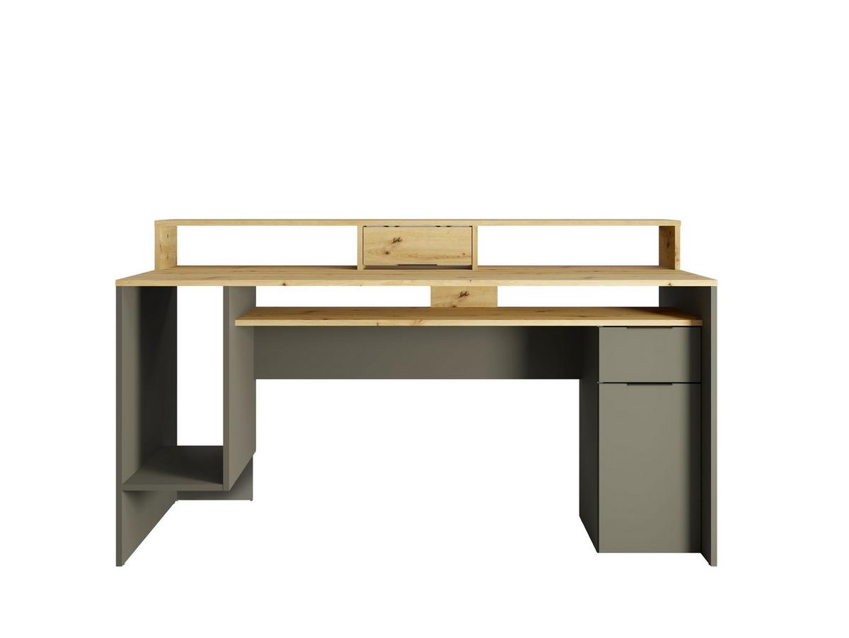 SCHREIBTISCH Graphit, Eiche Artisan 160/91,45/70 - Eiche Artisan, Holzwerkstoff (90/50/91cm) - RAUMHIRSCH FURNITURE