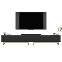 TV-LOWBOARD 2er-Set Aurora Schwarz matt 280 cm mit Metallrahmen - Goldfarben/Schwarz, Holzwerkstoff/Metall (280/44/35cm) - Meble Lindner