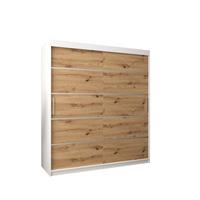 SCHWEBETÜRENSCHRANK 200/180/62 2-türig - Silberfarben/Eiche Artisan, Holz/Kunststoff (180/200/62cm) - MÖBEL KRYSPOL