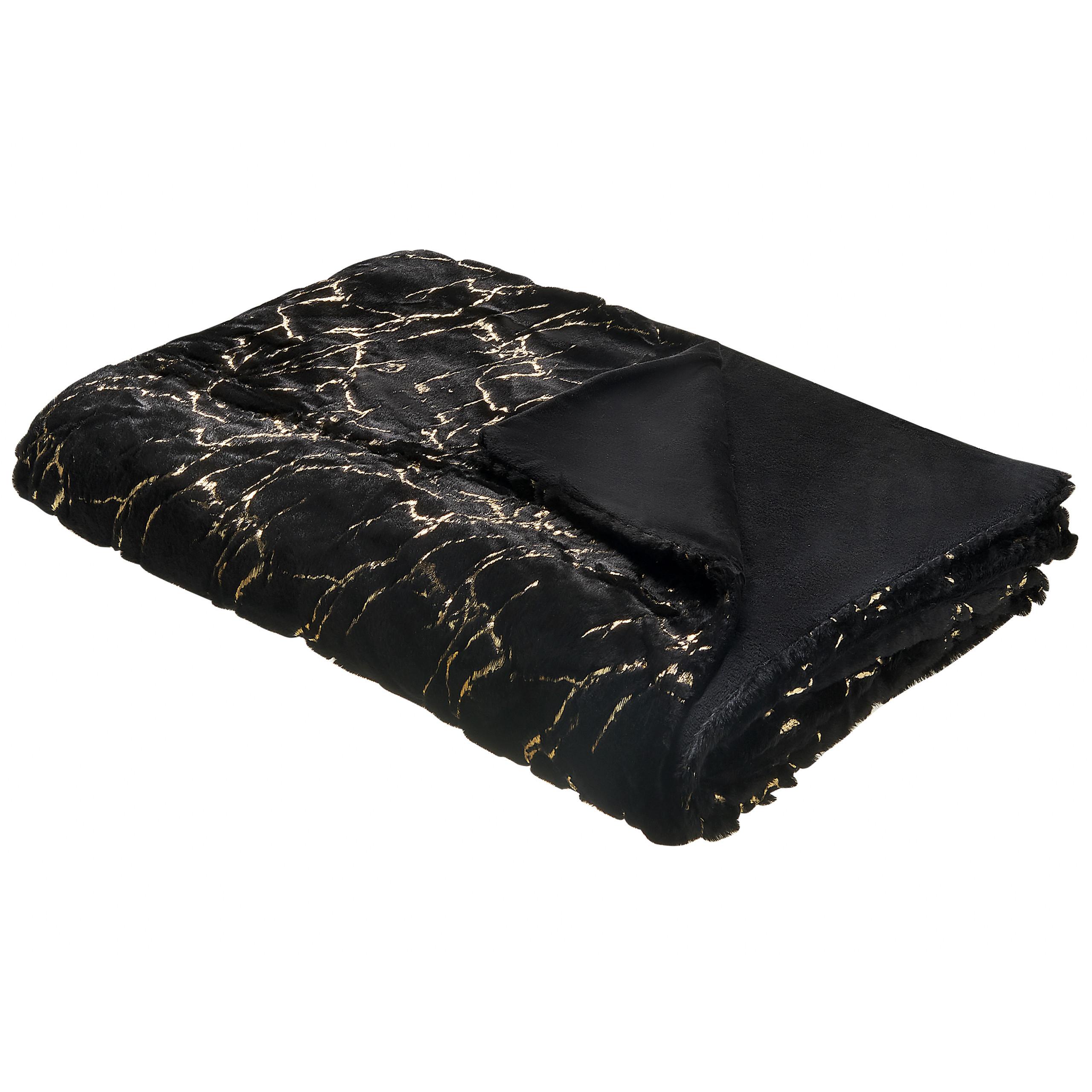 DECKE Schwarz Godavari 150/200 cm - Schwarz, Textil (150/200cm) - Beliani