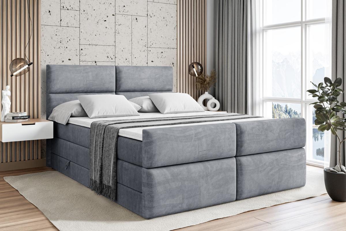 BOXSPRINGBETT BOXI3-Z KING - 140x200 - H3/H4 - Grau - Grau, Holzwerkstoff (140/200cm) - ALTDECOR