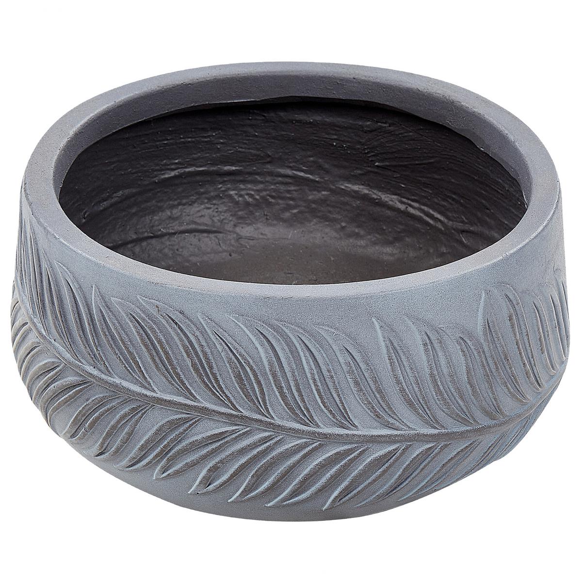 BLUMENTOPF grau rund 25/25/14 cm Ftero - Grau, Naturmaterialien (14cm) - Beliani