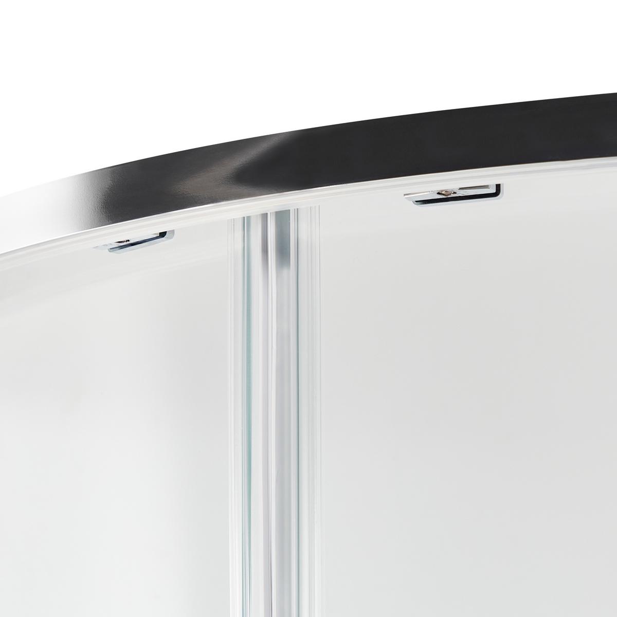 DUSCHKABINE 80/80/185 cm Silber Jukatan - Transparent/Silberfarben, Glas (80/80/185cm) - Beliani
