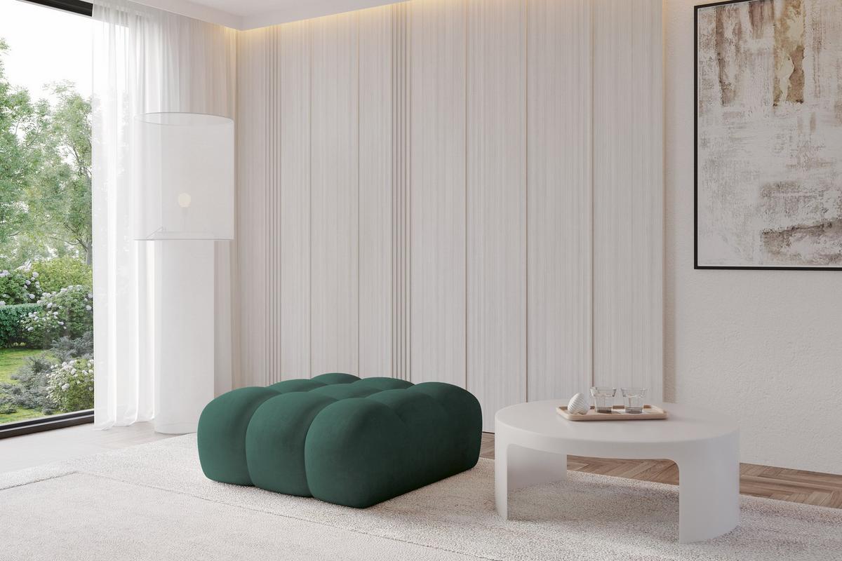POUF OLEA-PUF 91x87x44 cm Grün Velours Modular Sitzhocker - Dunkelgrün/Schwarz, Holzwerkstoff/Kunststoff (91/44/87cm) - ALTDECOR