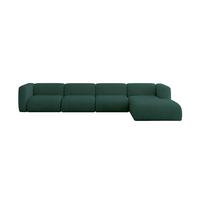ECKSOFA Ottomane Rechts MIRA-L3 409x179x70 Grün Velours - Dunkelgrün/Schwarz, Holzwerkstoff/Kunststoff (409/179cm) - ALTDECOR