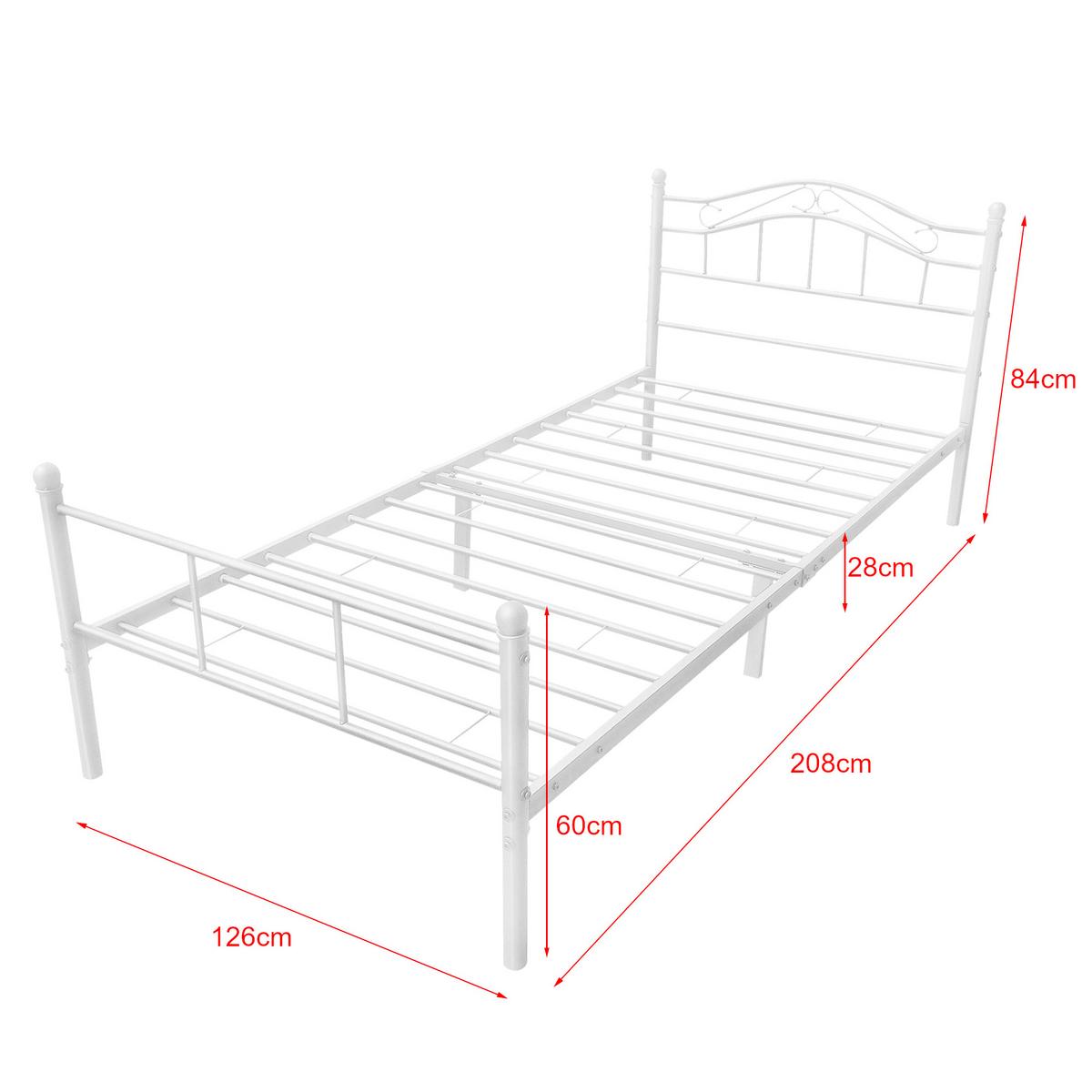 METALLBETT Florenz mit Matratze - Weiß, Textil/Metall (120/200cm) - [en.casa]