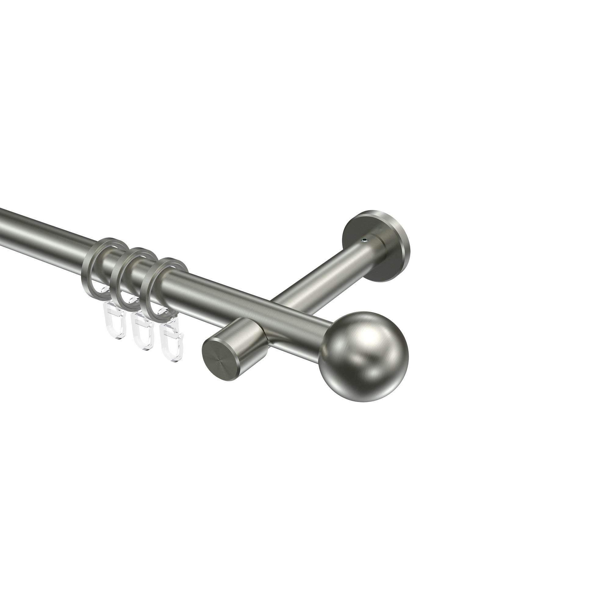 GARDINENSTANGE Prestige Luino 480 cm (geteilt in 3 x 160 cm), 1-läufig, 20 mm Ø Edelstahl-Optik - Edelstahlfarben, Metall (480cm) - INTERDECO