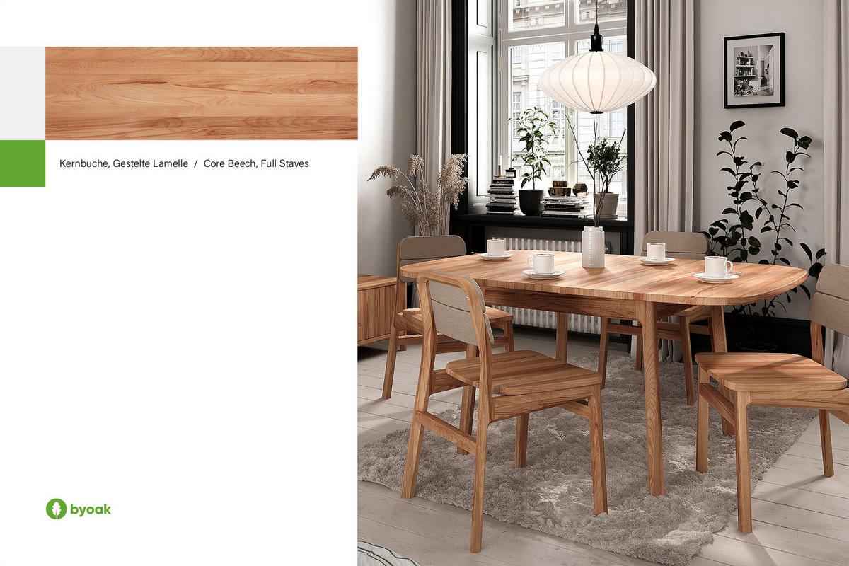 ESSTISCH PAUL 100 x 120 Kernbuche - Kernbuche, Holz (120/100/77cm) - byoak