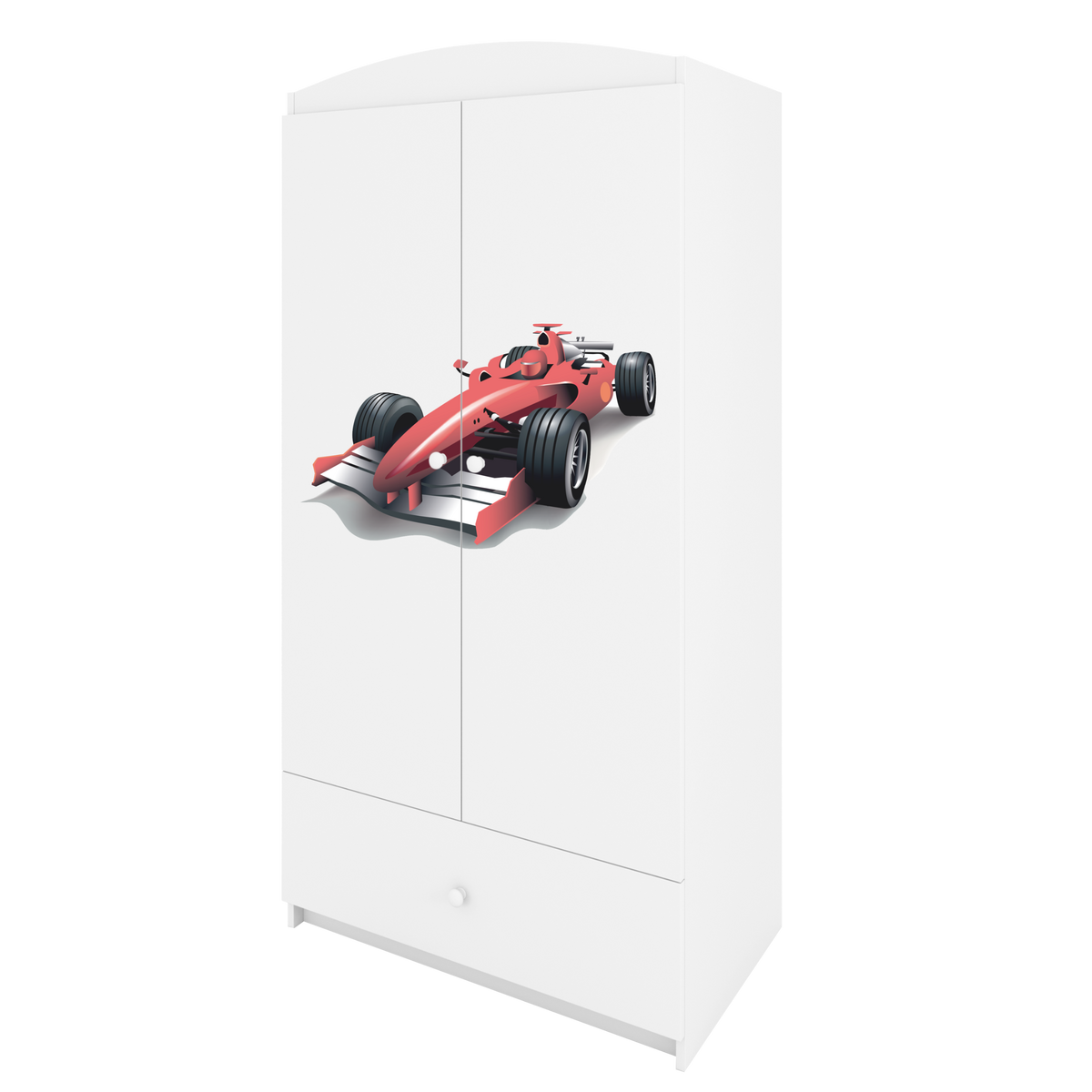 KINDERKLEIDERSCHRANK Rennwagen - Weiß, Holzwerkstoff (90/175/52cm) - RAUMHIRSCH FURNITURE
