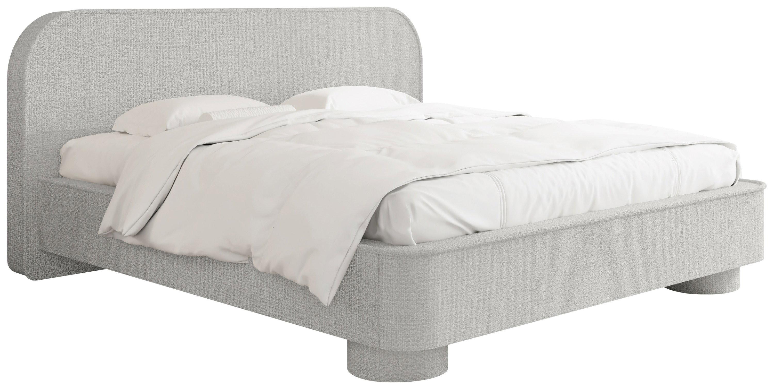 POLSTERBETT Aurora mit Bettkasten, Lattenrost & gepolsterten Füßen in Grau Chenille 140x200 cm - Birkefarben/Schwarz, Holzwerkstoff/Textil (140/200cm) - WFL GROUP