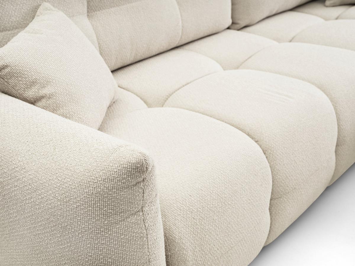 ECKSOFA MODA E Creme Geflochtener Stoff mit Schlaffunktion - Creme, Holz (257/177cm) - MASSENO