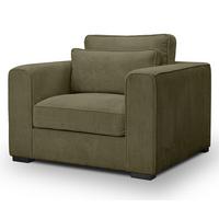 SESSEL khaki Cord, Loungesessel 120 cm, Wohnzimmersessel mit Wellenfederung - Dunkelgrün/Schwarz, Holzwerkstoff/Kunststoff (120/92/112cm) - Inn.Furn
