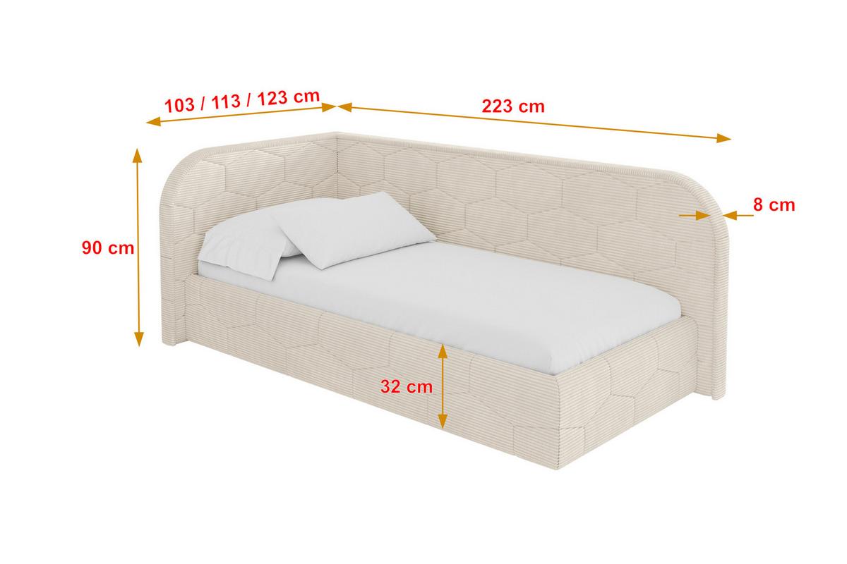 EINZELLBETT Jugendbett mit Bettkasten und Matratze H3/H4, Rechts - JAXY 80x200 Beige - Kaschmir, Holzwerkstoff/Textil (80/200cm) - ALTDECOR