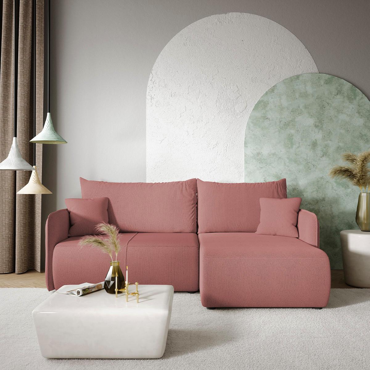 ECKSOFA Claudio 3 Sitzplätze Rose - Pink, Holz (207/148cm) - Petits-meubles