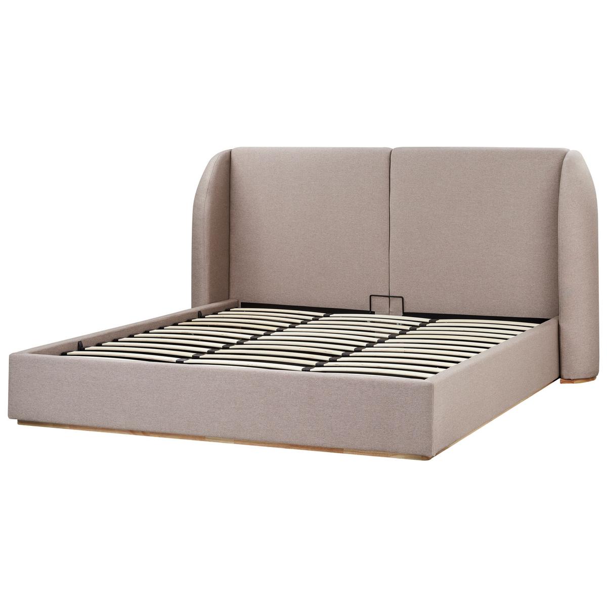 BETT mit Stauraum 180/200 cm Stoff Taupe Monestier - Taupe, Textil (180/200cm) - Beliani