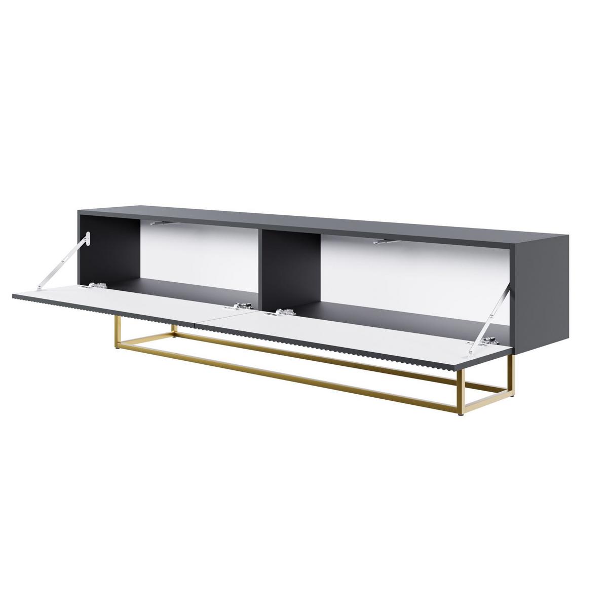 TV-SCHRANK Veldio Schwarz Gold 175 cm - Goldfarben/Schwarz, Holzwerkstoff/Metall (175/46.5/31.6cm) - Selsey