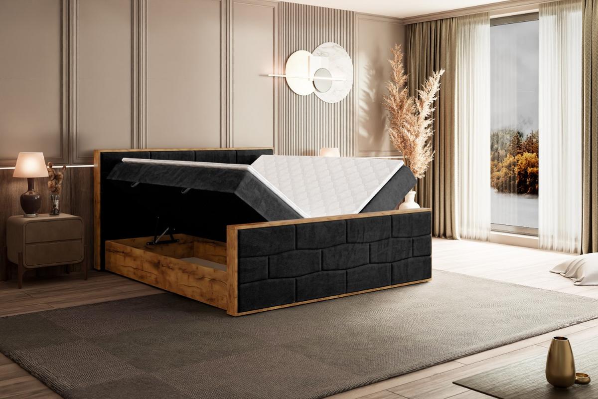 BOXBETT mit Matratze H3 und Lattenrost - LOLLI8-Z - 120x200 - Schwarz Casablanca - Schwarz, Holzwerkstoff (120/200cm) - ALTDECOR