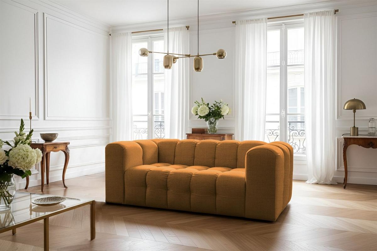 SOFASET Solvie 2-2 In Moly - Orange, Holzwerkstoff/Textil (200/75/106cm) - Fun Möbel