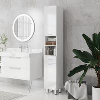 BADEZIMMERSCHRANK Spanplatte Weiß - Weiß, Holzwerkstoff (30/180/30cm) - Kleankin