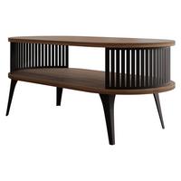 COUCHTISCH Roenni Oval - Nussbaumfarben/Schwarz, Holzwerkstoff/Metall (100/50/44cm) - MIRJAN24