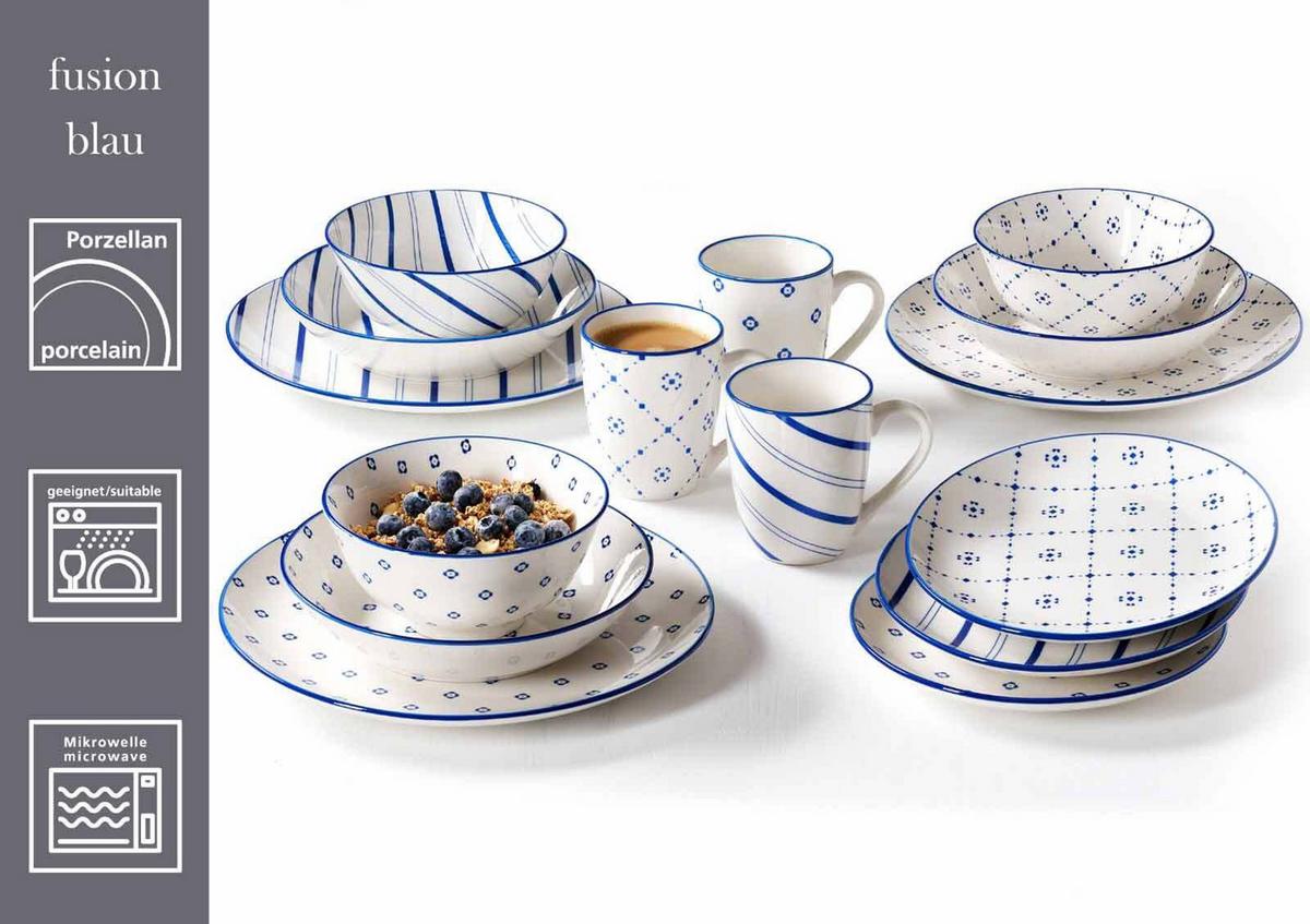 KOMBISET Fusion Blau 30-tlg. - Blau, Keramik (2/2/2cm) - Ritzenhoff Breker